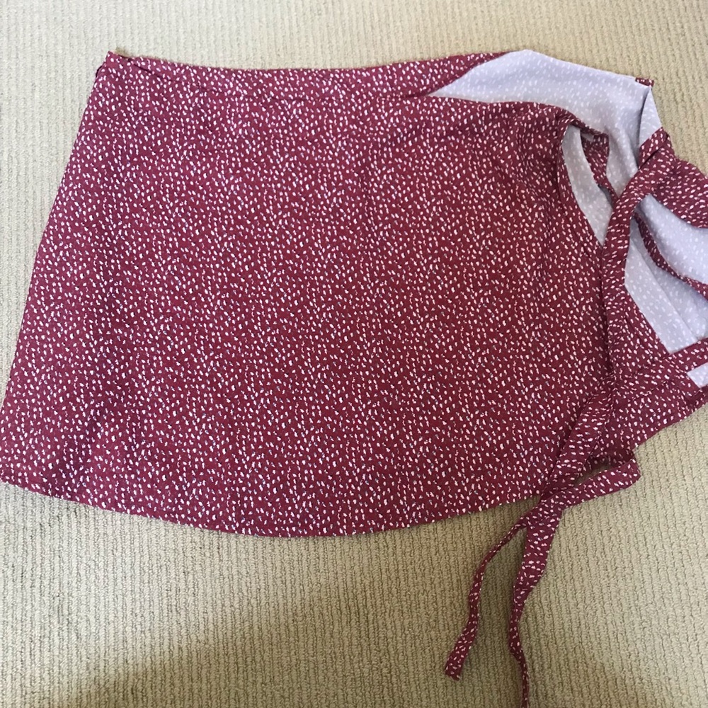 Red Floral Wrap Skirt